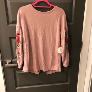 NWT Tan Floral Sweater from Hummingbird Size S